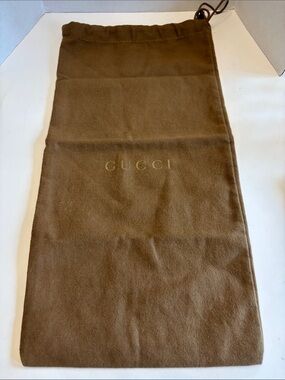 Gucci Brown Dust Drawstring with Gold Logo 16” x 8”